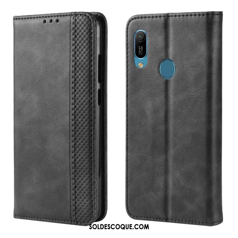 Coque Huawei Y6s Boucle Magnétique Téléphone Portable Noir Protection Étui Pas Cher