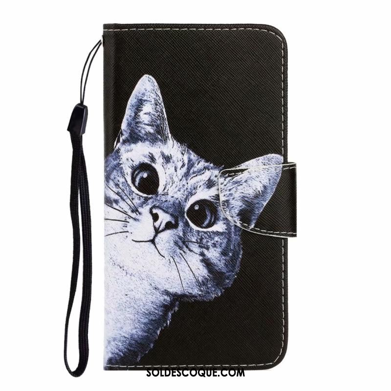 Coque Huawei Y6s Chat Bleu Dessin Animé Protection Carte Pas Cher