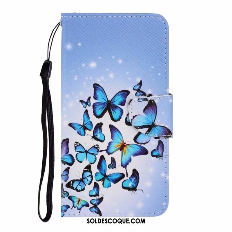 Coque Huawei Y6s Chat Bleu Dessin Animé Protection Carte Pas Cher