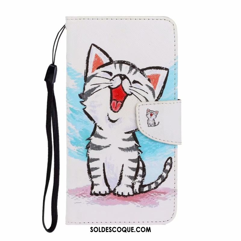 Coque Huawei Y6s Chat Bleu Dessin Animé Protection Carte Pas Cher