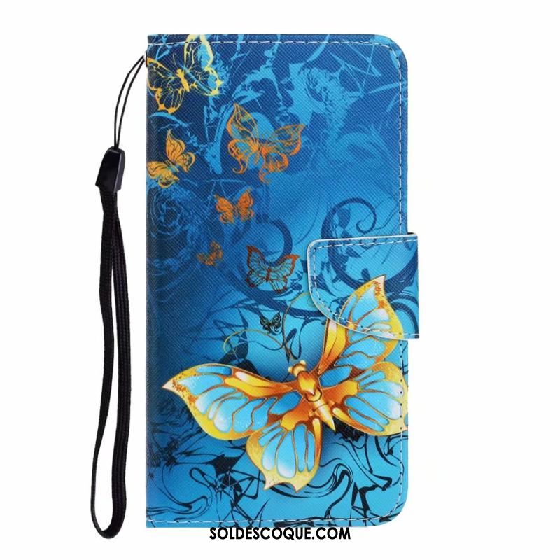 Coque Huawei Y6s Chat Bleu Dessin Animé Protection Carte Pas Cher