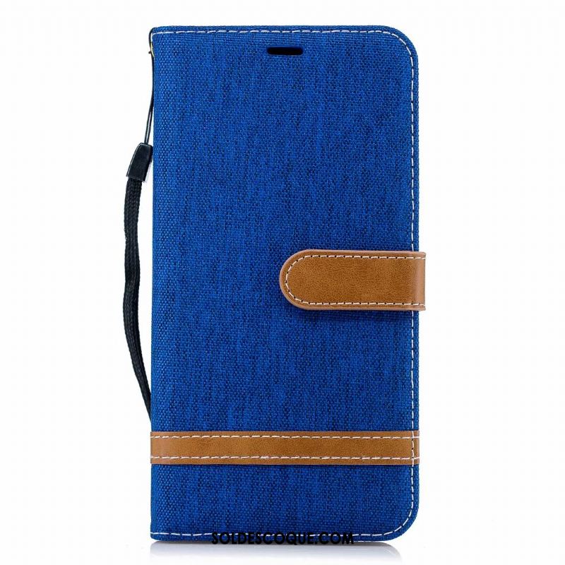 Coque Huawei Y7 2018 Couture Couleurs Téléphone Portable Denim Étui En Cuir Tout Compris En Vente