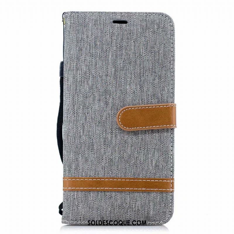 Coque Huawei Y7 2018 Couture Couleurs Téléphone Portable Denim Étui En Cuir Tout Compris En Vente