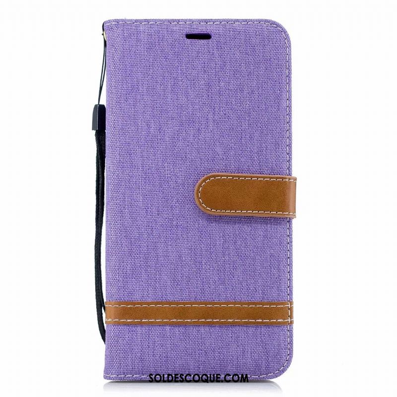 Coque Huawei Y7 2018 Couture Couleurs Téléphone Portable Denim Étui En Cuir Tout Compris En Vente