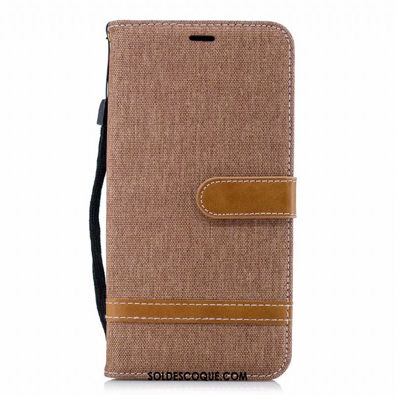 Coque Huawei Y7 2018 Couture Couleurs Téléphone Portable Denim Étui En Cuir Tout Compris En Vente