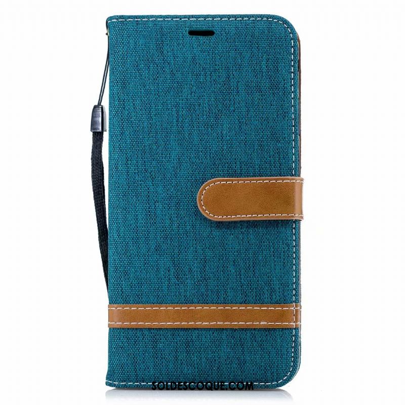 Coque Huawei Y7 2018 Couture Couleurs Téléphone Portable Denim Étui En Cuir Tout Compris En Vente