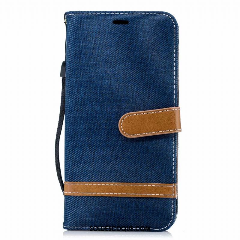 Coque Huawei Y7 2018 Couture Couleurs Téléphone Portable Denim Étui En Cuir Tout Compris En Vente