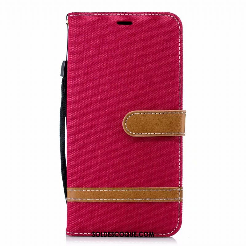 Coque Huawei Y7 2018 Couture Couleurs Téléphone Portable Denim Étui En Cuir Tout Compris En Vente