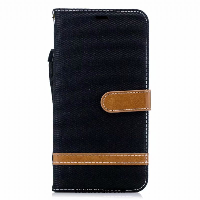 Coque Huawei Y7 2018 Couture Couleurs Téléphone Portable Denim Étui En Cuir Tout Compris En Vente