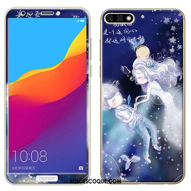 Coque Huawei Y7 2018 Dessin Animé Vert Membrane Téléphone Portable Fluide Doux France