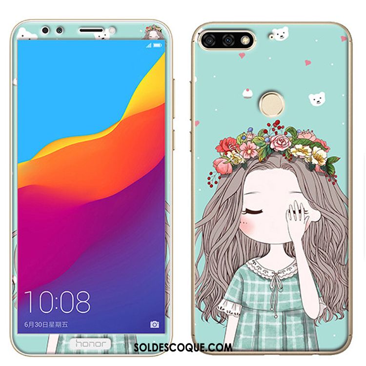 Coque Huawei Y7 2018 Dessin Animé Vert Membrane Téléphone Portable Fluide Doux France