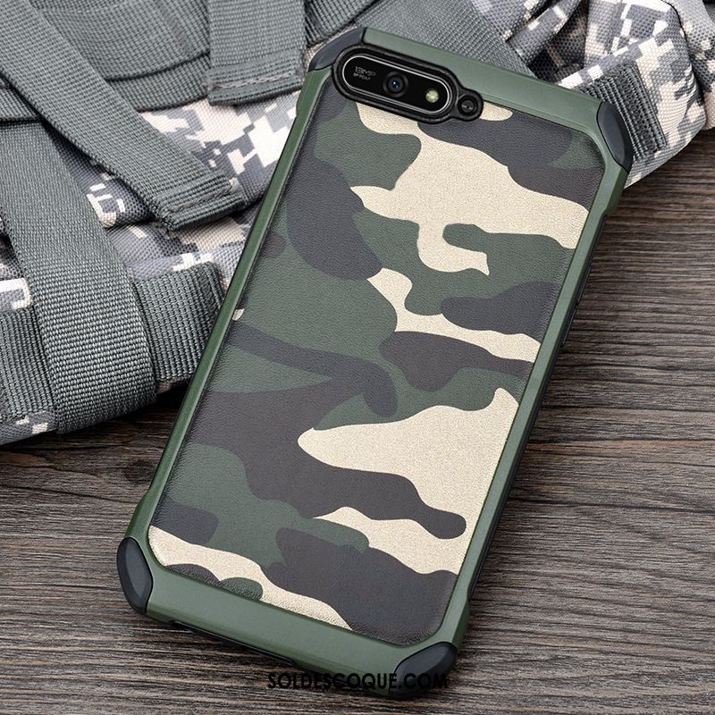 Coque Huawei Y7 2018 Incassable Camouflage Vert Étui Téléphone Portable En Vente