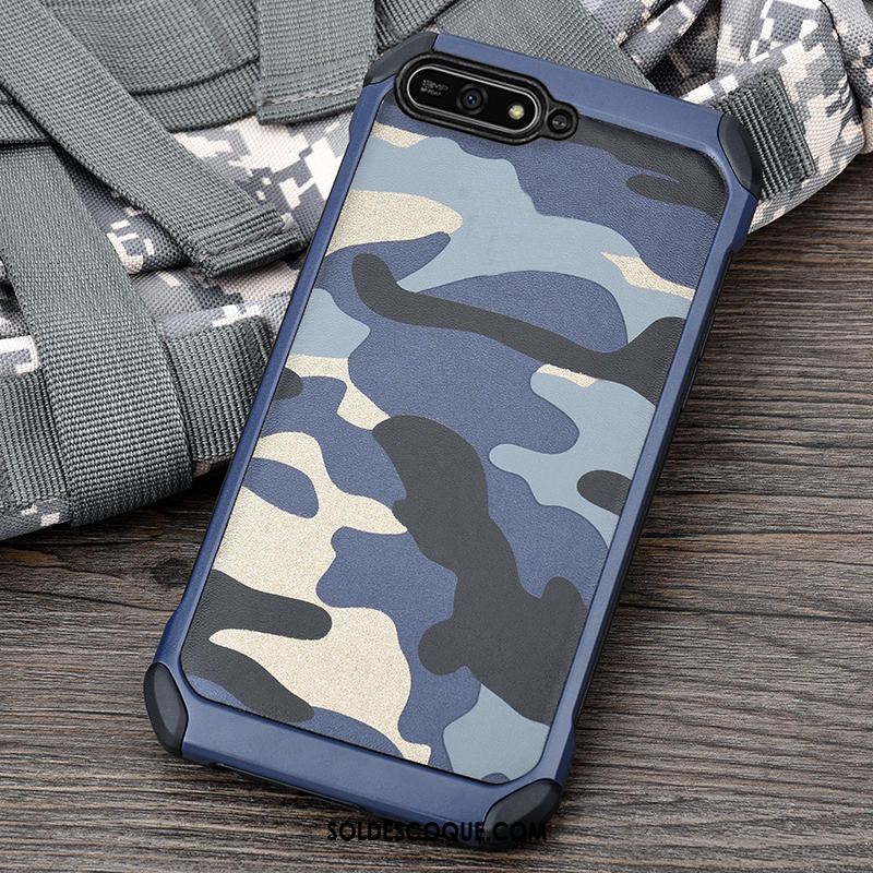 Coque Huawei Y7 2018 Incassable Camouflage Vert Étui Téléphone Portable En Vente