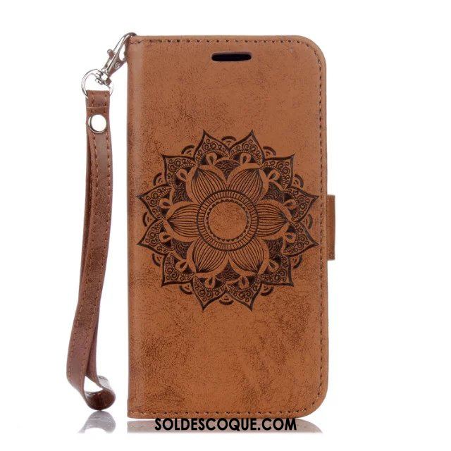 Coque Huawei Y7 2018 Incassable Fleur Étoile Pu Cuir Or Soldes