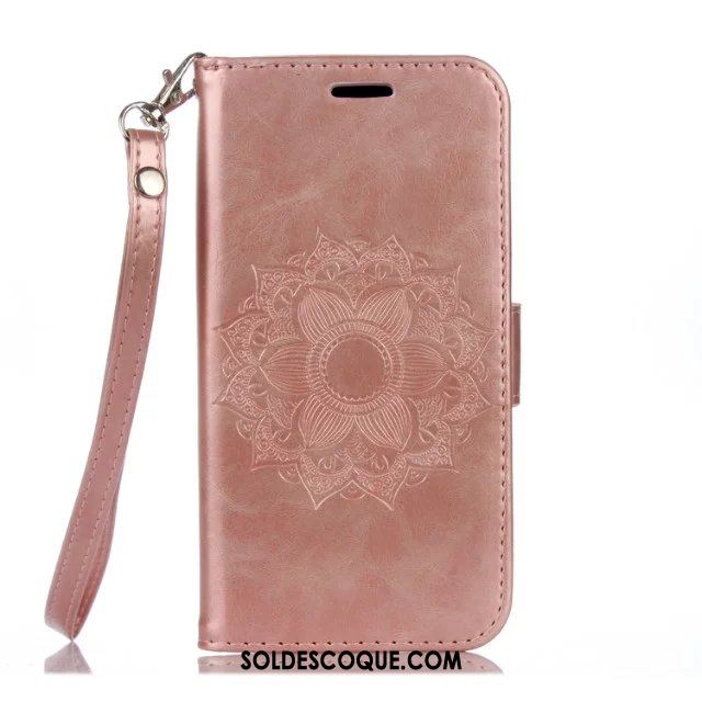 Coque Huawei Y7 2018 Incassable Fleur Étoile Pu Cuir Or Soldes