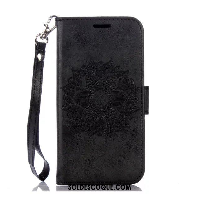 Coque Huawei Y7 2018 Incassable Fleur Étoile Pu Cuir Or Soldes