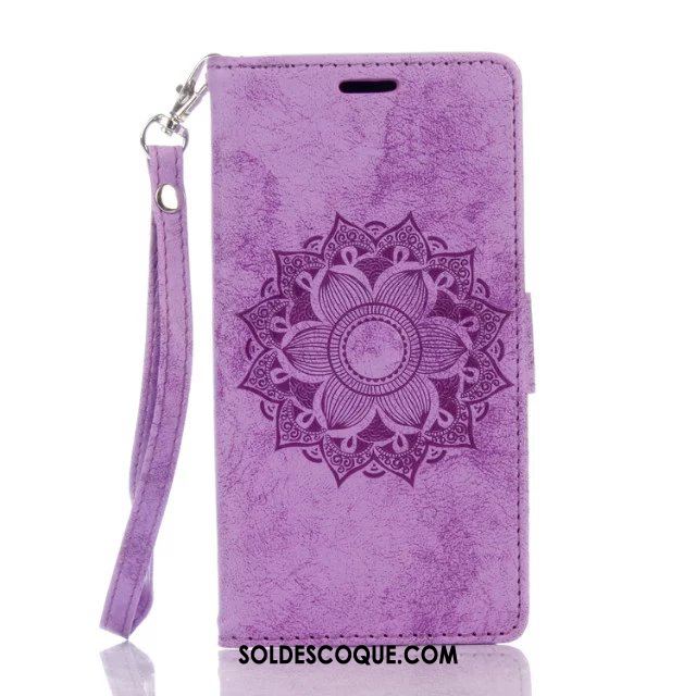 Coque Huawei Y7 2018 Incassable Étui Gaufrage Protection Pu Cuir Pas Cher