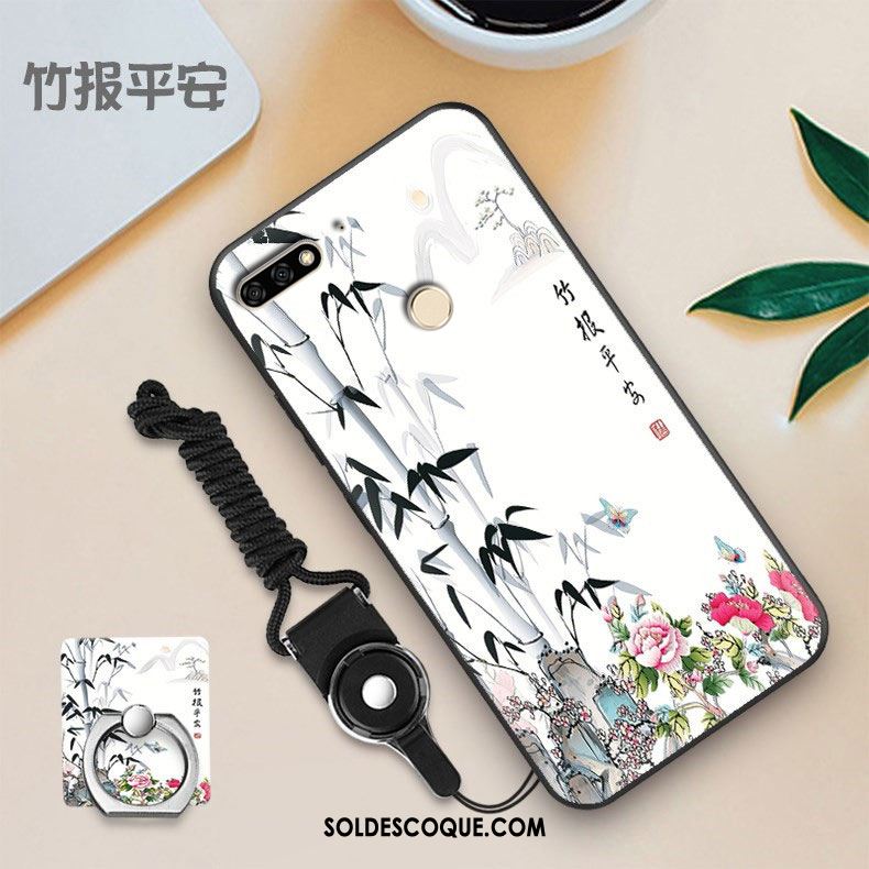 Coque Huawei Y7 2018 Membrane Blanc Fluide Doux Tempérer Personnalité Pas Cher