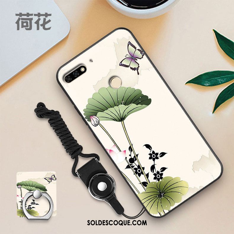 Coque Huawei Y7 2018 Membrane Blanc Fluide Doux Tempérer Personnalité Pas Cher