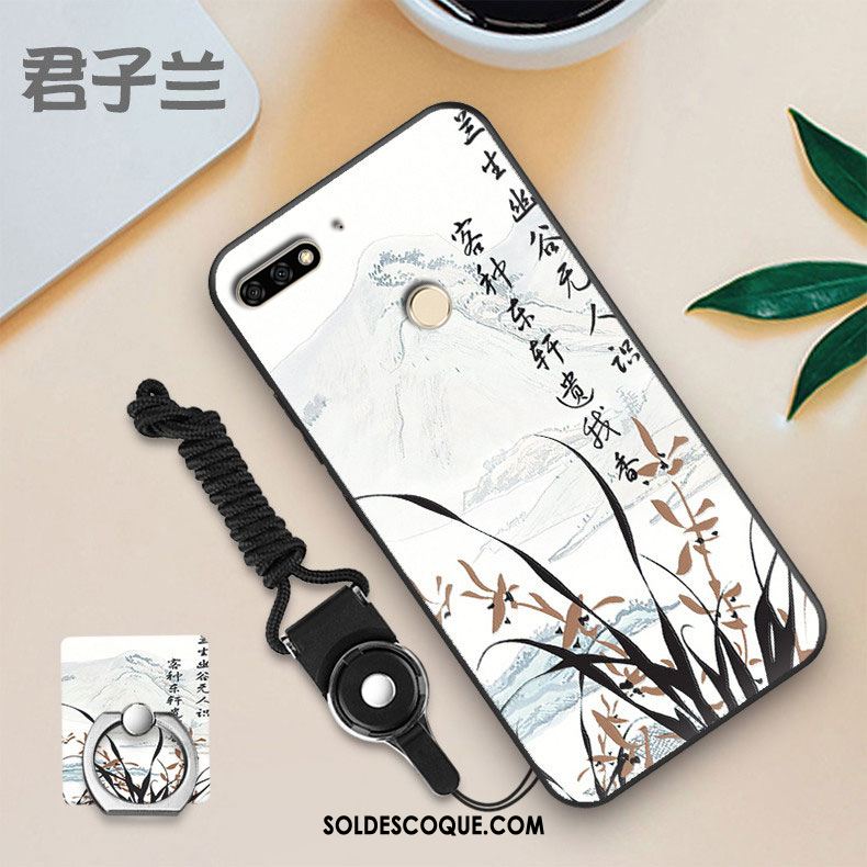 Coque Huawei Y7 2018 Membrane Blanc Fluide Doux Tempérer Personnalité Pas Cher