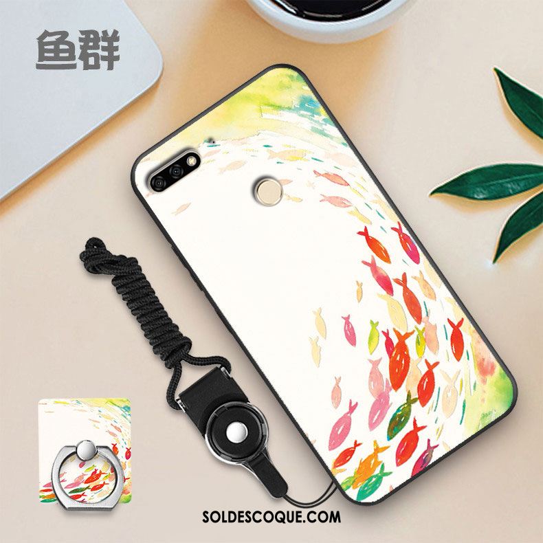 Coque Huawei Y7 2018 Membrane Blanc Fluide Doux Tempérer Personnalité Pas Cher