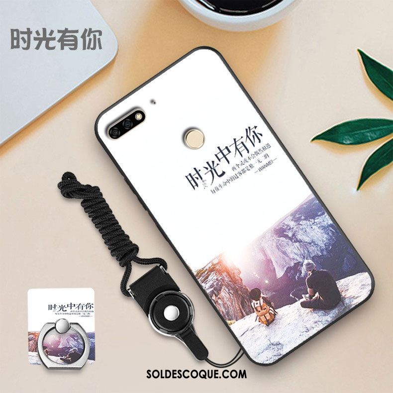 Coque Huawei Y7 2018 Membrane Blanc Fluide Doux Tempérer Personnalité Pas Cher