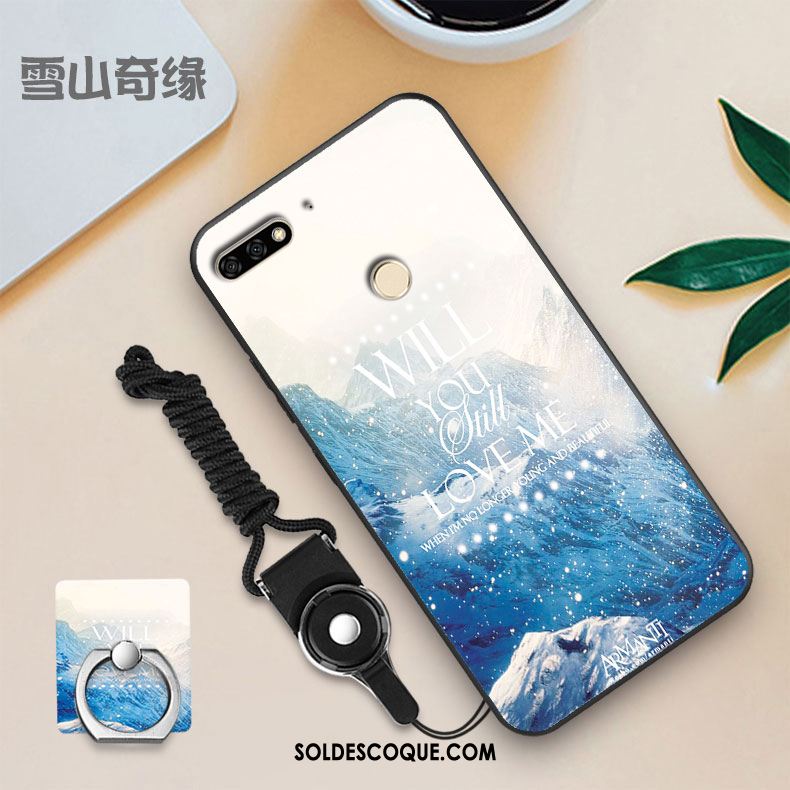 Coque Huawei Y7 2018 Membrane Noir Personnalité Fluide Doux Tempérer Housse En Ligne