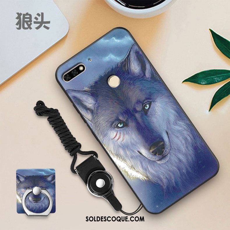 Coque Huawei Y7 2018 Membrane Noir Personnalité Fluide Doux Tempérer Housse En Ligne