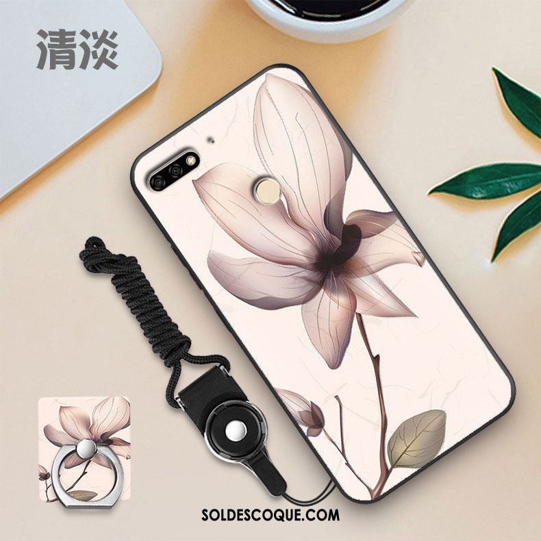 Coque Huawei Y7 2018 Membrane Noir Personnalité Fluide Doux Tempérer Housse En Ligne