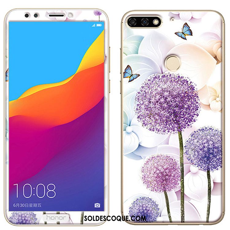 Coque Huawei Y7 2018 Membrane Tempérer Téléphone Portable Dessin Animé Fluide Doux En Ligne