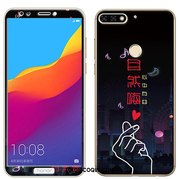 Coque Huawei Y7 2018 Membrane Tempérer Téléphone Portable Dessin Animé Fluide Doux En Ligne