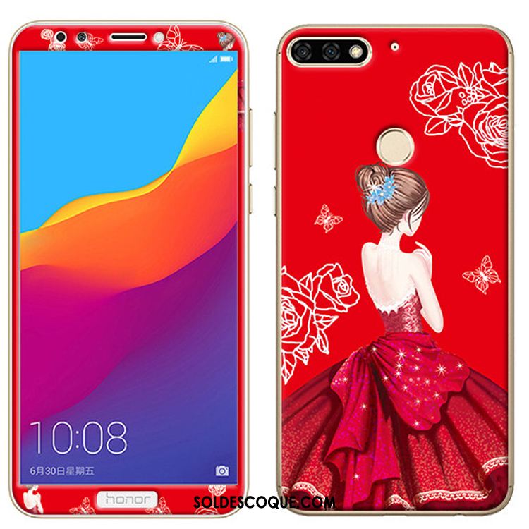 Coque Huawei Y7 2018 Membrane Tempérer Téléphone Portable Dessin Animé Fluide Doux En Ligne