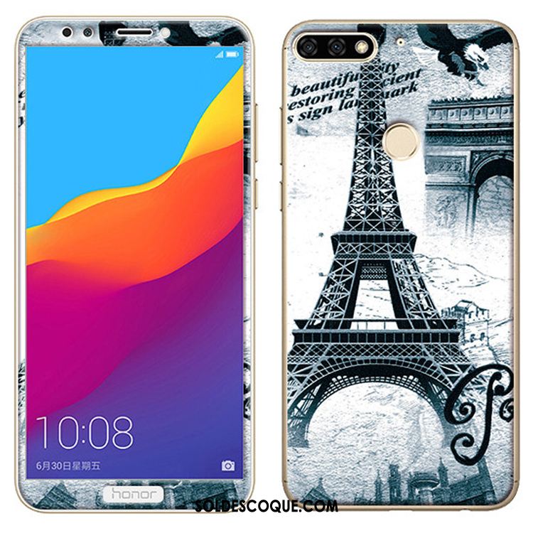 Coque Huawei Y7 2018 Membrane Tempérer Téléphone Portable Dessin Animé Fluide Doux En Ligne