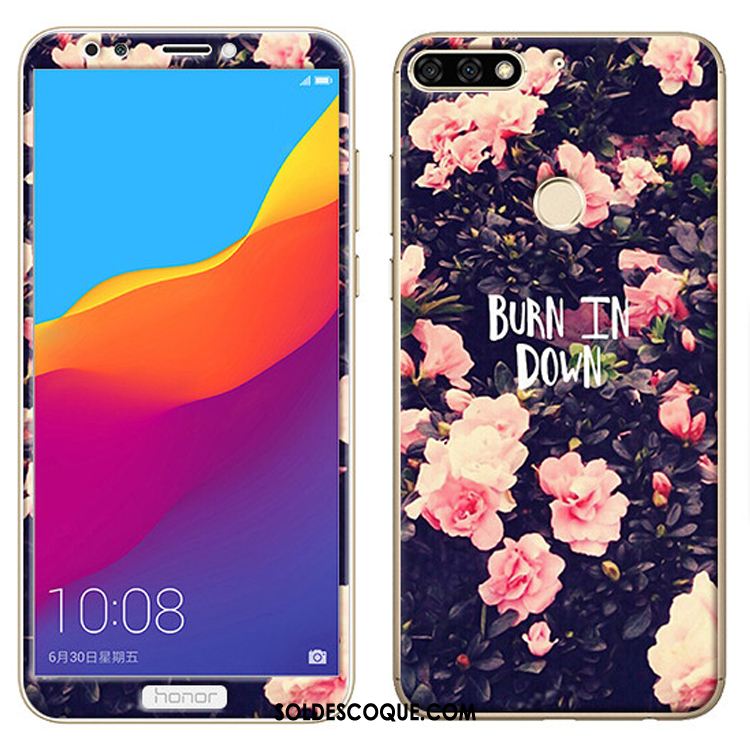 Coque Huawei Y7 2018 Membrane Tempérer Téléphone Portable Dessin Animé Fluide Doux En Ligne