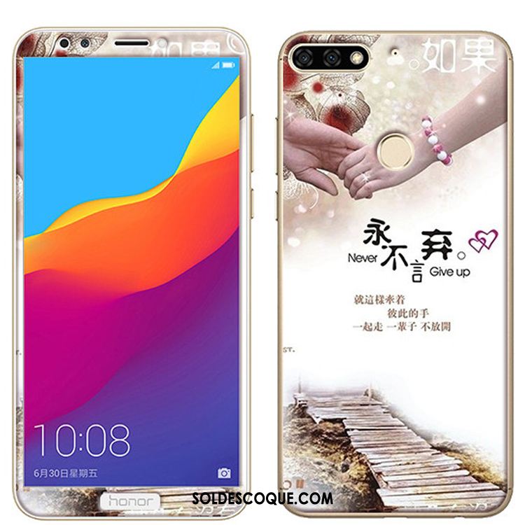 Coque Huawei Y7 2018 Membrane Tempérer Téléphone Portable Dessin Animé Fluide Doux En Ligne