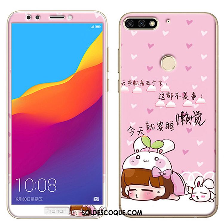 Coque Huawei Y7 2018 Membrane Tempérer Téléphone Portable Dessin Animé Fluide Doux En Ligne