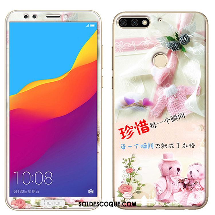 Coque Huawei Y7 2018 Membrane Tempérer Téléphone Portable Dessin Animé Fluide Doux En Ligne