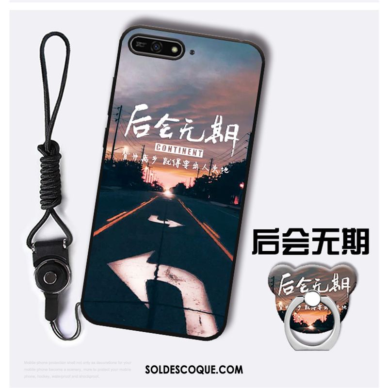 Coque Huawei Y7 2018 Noir Tendance Incassable Fluide Doux Étui En Vente