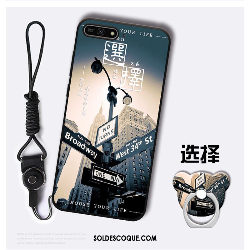 Coque Huawei Y7 2018 Noir Tendance Incassable Fluide Doux Étui En Vente