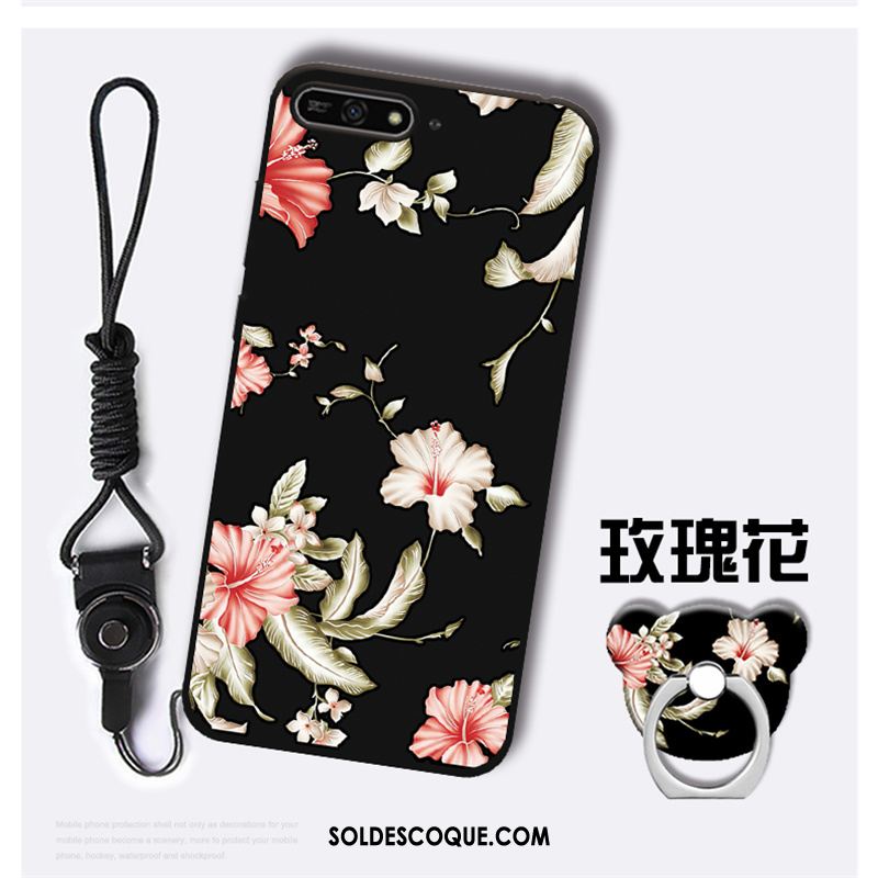 Coque Huawei Y7 2018 Noir Tendance Incassable Fluide Doux Étui En Vente