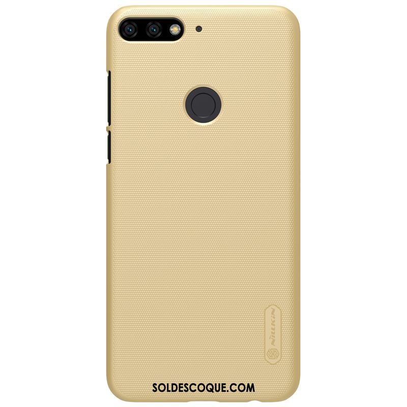 Coque Huawei Y7 2018 Or Protection Délavé En Daim Difficile Incassable Housse Pas Cher