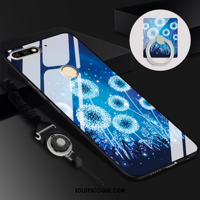 Coque Huawei Y7 2018 Ornements Suspendus Anneau Tempérer Noir Étui En Vente