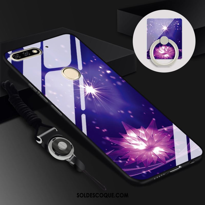 Coque Huawei Y7 2018 Ornements Suspendus Anneau Tempérer Noir Étui En Vente