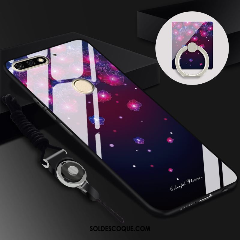 Coque Huawei Y7 2018 Ornements Suspendus Anneau Tempérer Noir Étui En Vente