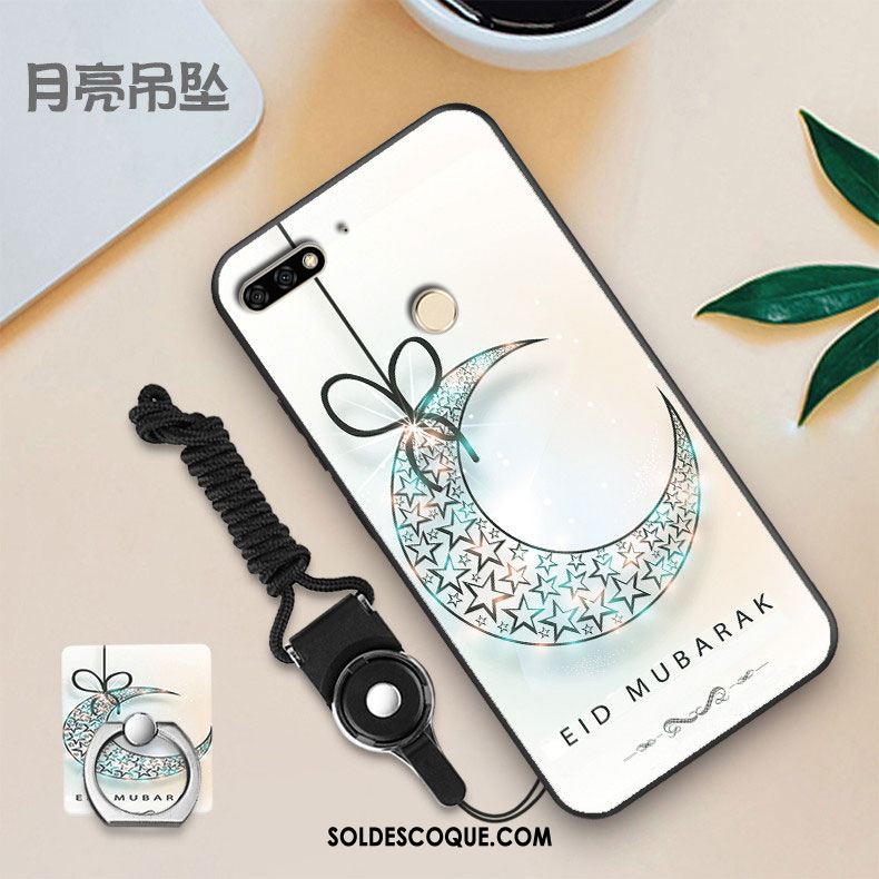 Coque Huawei Y7 2018 Personnalité Bleu Fluide Doux Téléphone Portable Tempérer Pas Cher
