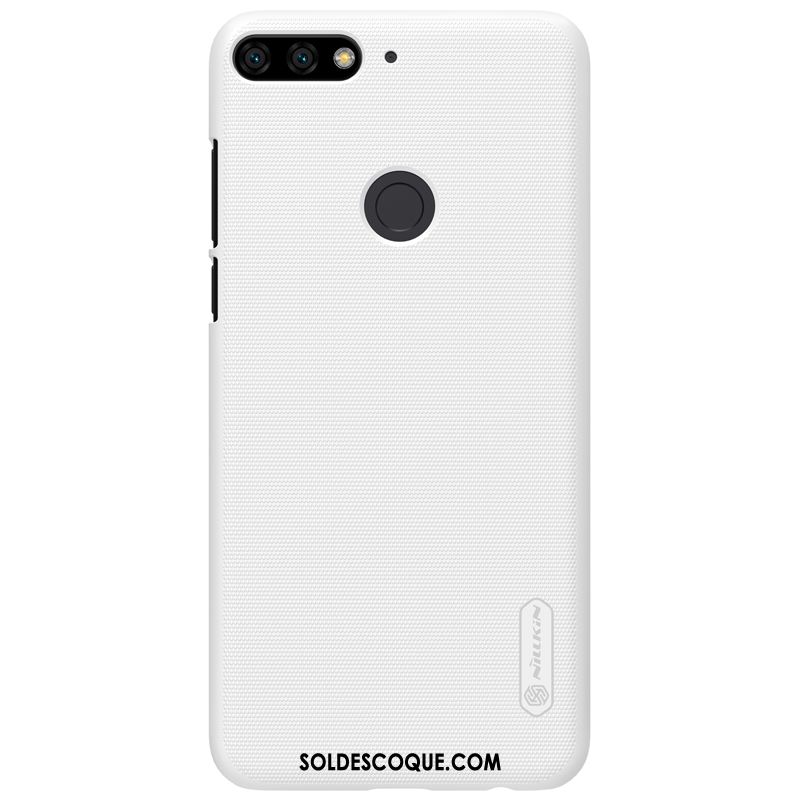 Coque Huawei Y7 2018 Résistant Aux Rayures Délavé En Daim Téléphone Portable Incassable Blanc Housse Pas Cher