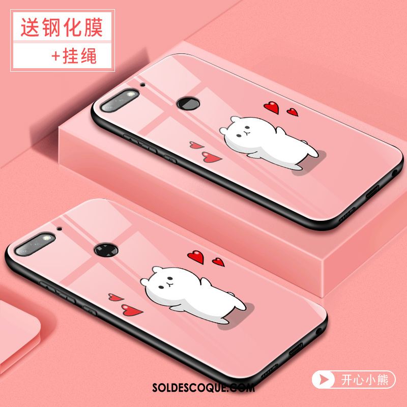 Coque Huawei Y7 2018 Tempérer Membrane Verre Trempé Rose Téléphone Portable France