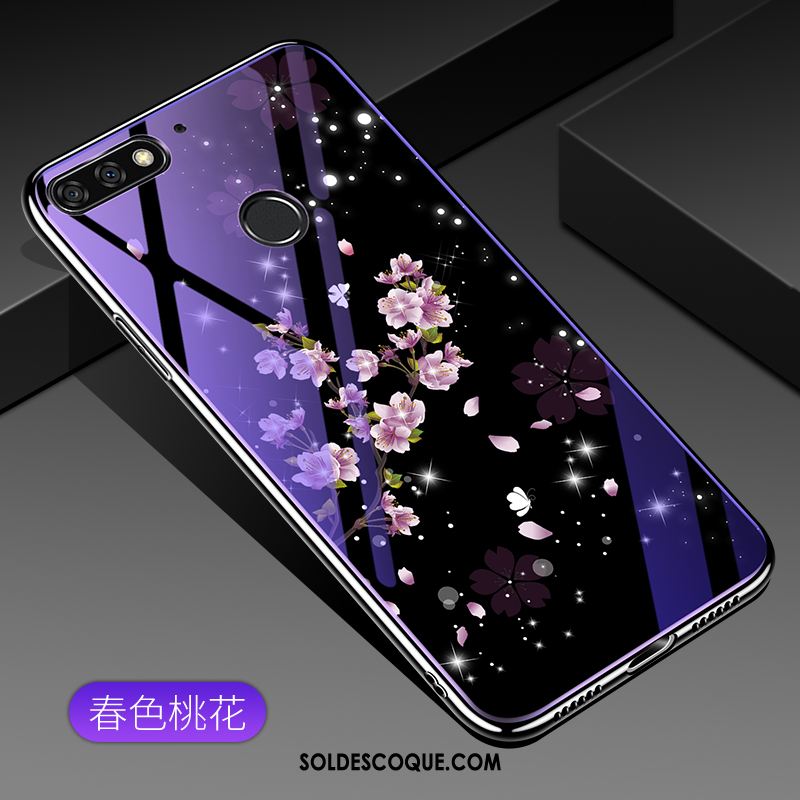 Coque Huawei Y7 2018 Téléphone Portable Placage Protection Bleu Violet Housse En Ligne