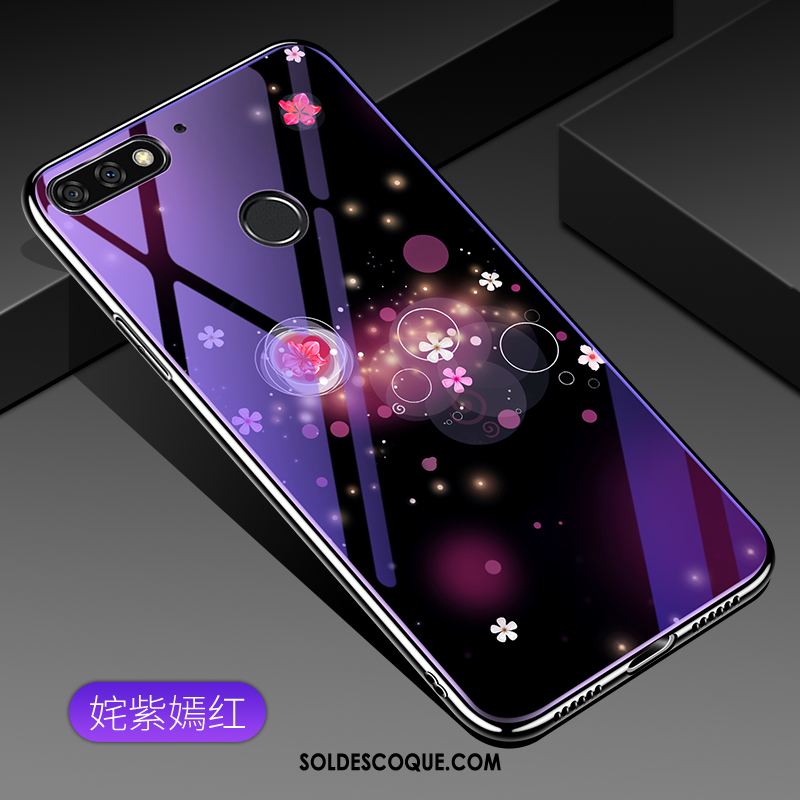 Coque Huawei Y7 2018 Téléphone Portable Placage Protection Bleu Violet Housse En Ligne