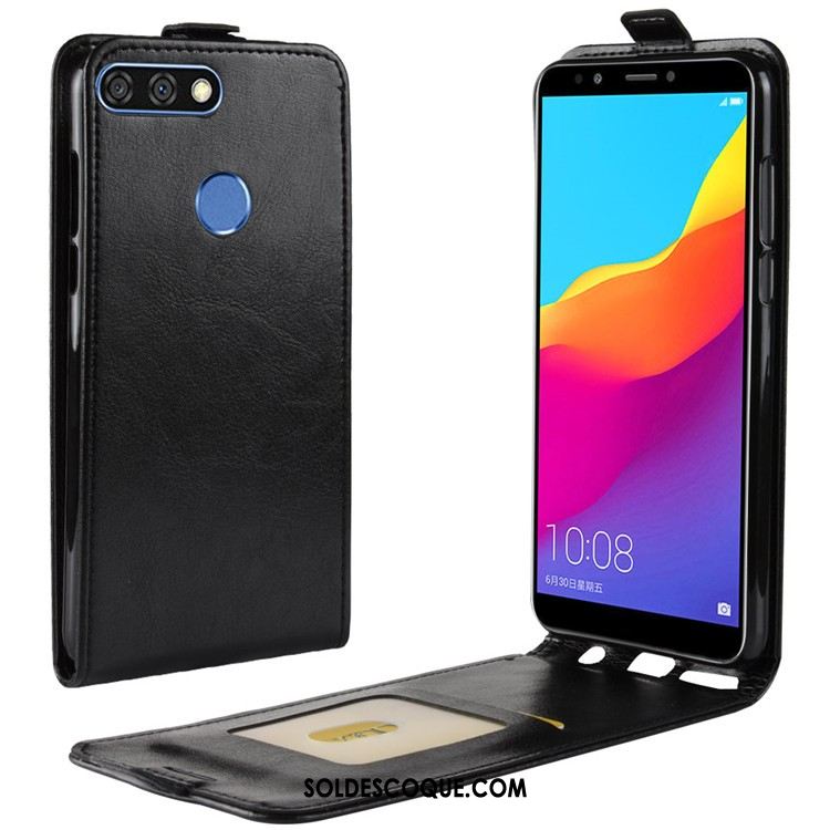 Coque Huawei Y7 2018 Téléphone Portable Étui En Cuir Rouge Pas Cher